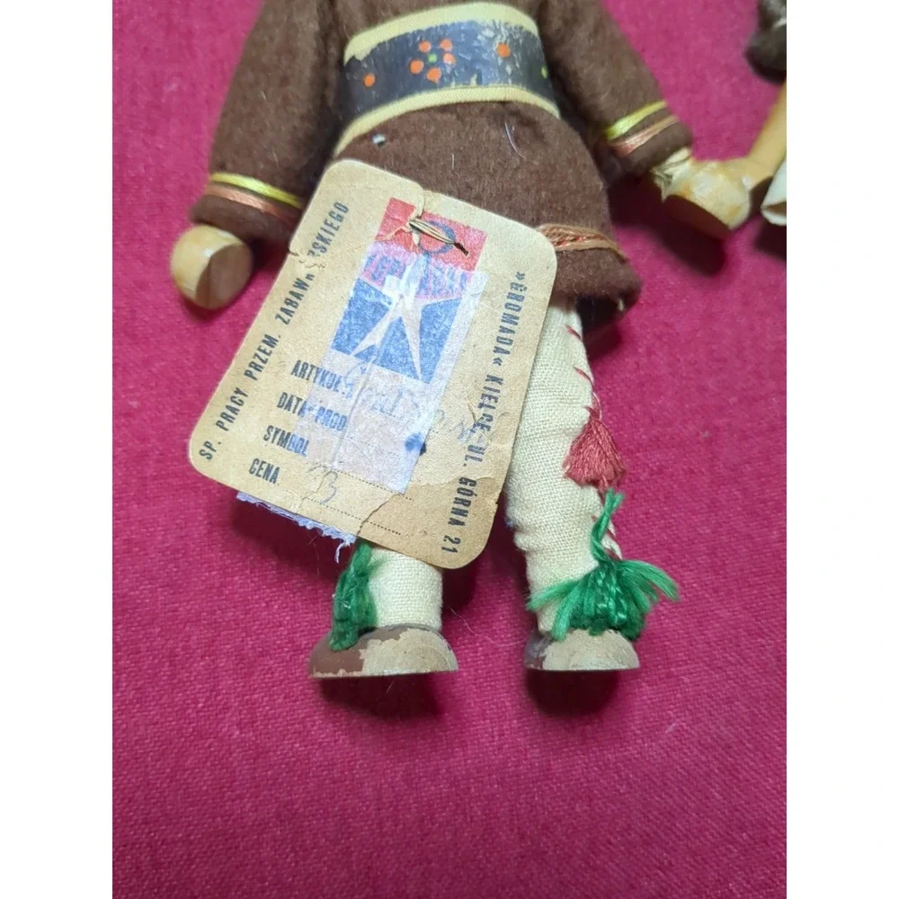 50s-60s Wooden Peg Dolls Polish Boy & Girl Traditional‎ Folk Art